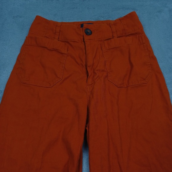 Maeve Pants Womens 0 Orange Colette Wide Leg Linen Blend Anthropologie - Picture 2 of 9